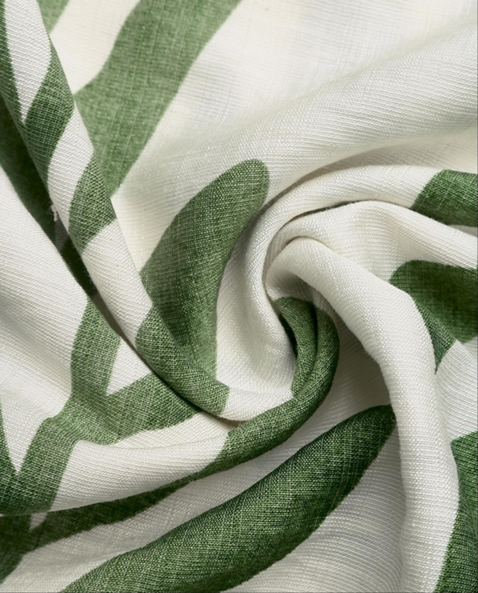 Green Leaf Print Tie-Strap Empire Waist Midi Dress