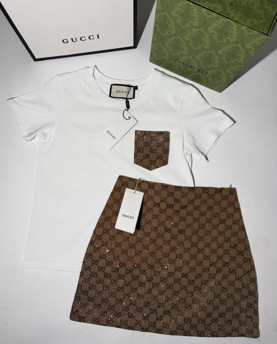 Skirt set glitter brown