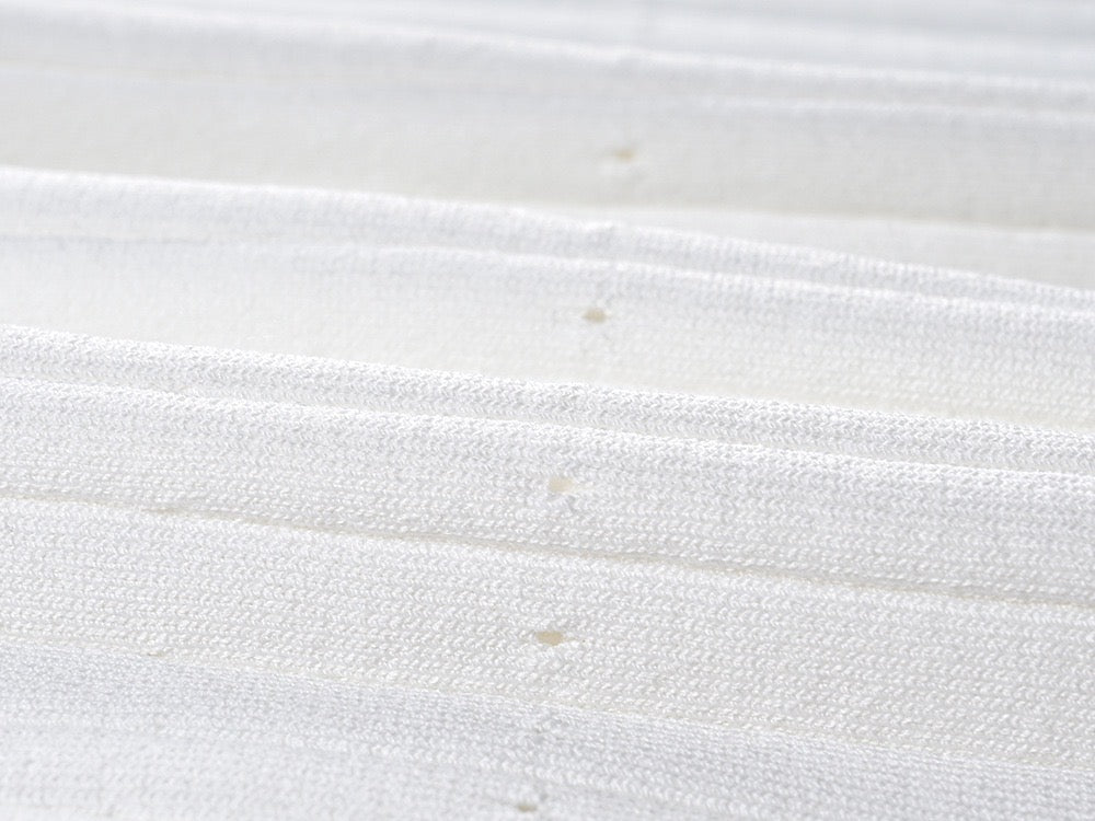 SANDRO DENIM-TRIM KNITTED MAXI DRESS - WHITE