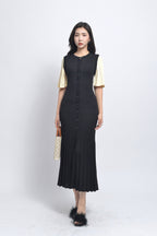 Sandro  Long two tone Tricot midi dress - Black