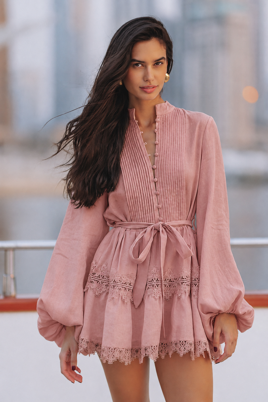 blosee Aurelie Trim Linen Dress
