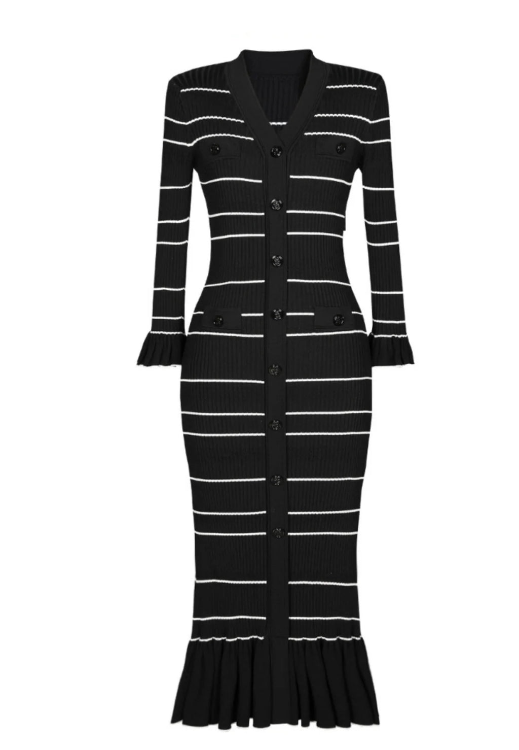 SANDRO ELINE KNIT MIDI DRESS