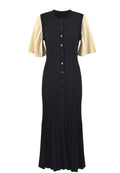 SANDRO SHORT SLEEVE KNIT DRESS - BLACK