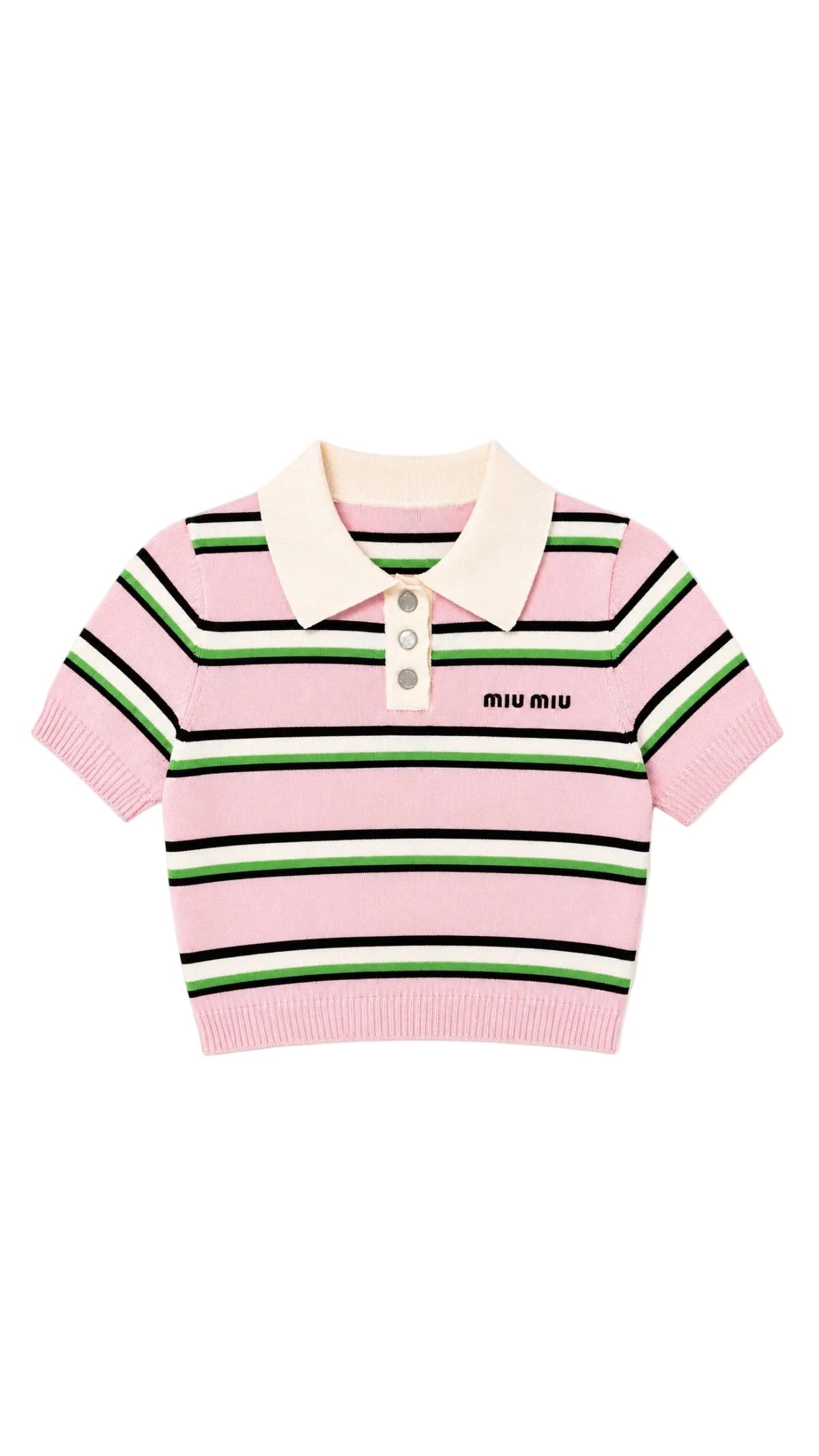MIU SOFT CROPPED POLO - BABY PINK