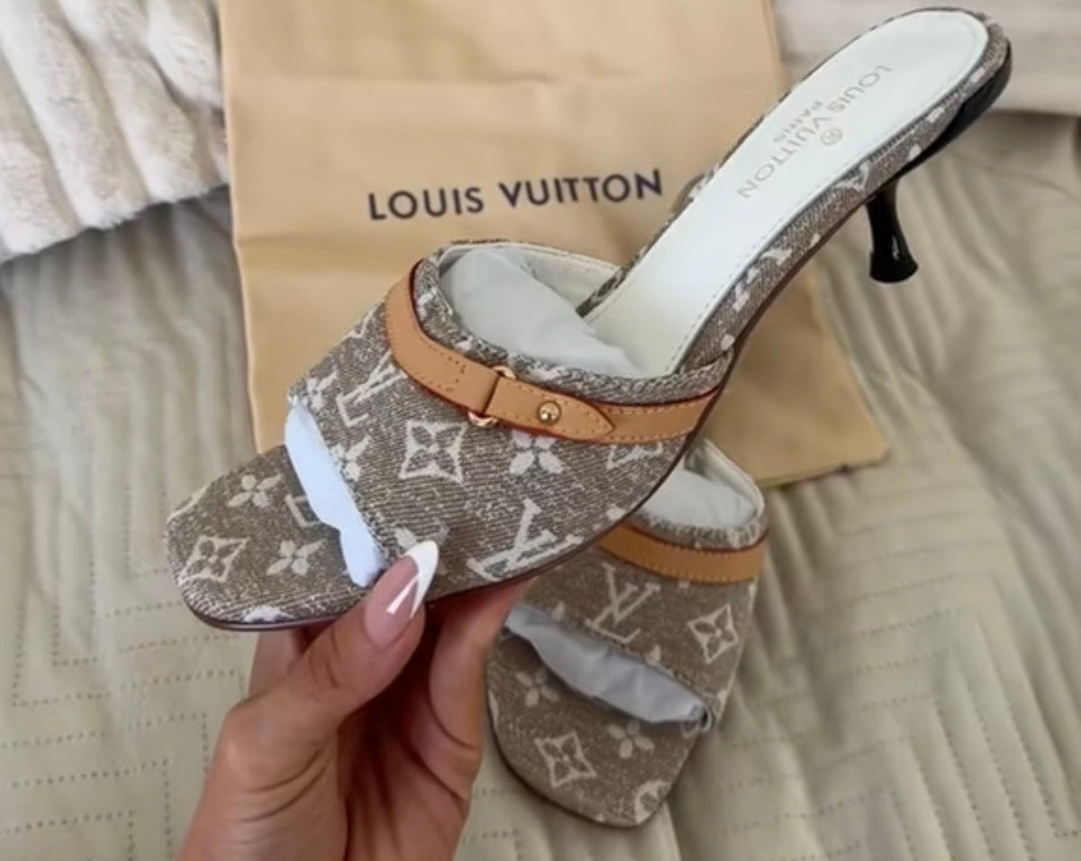 Brown denim heel