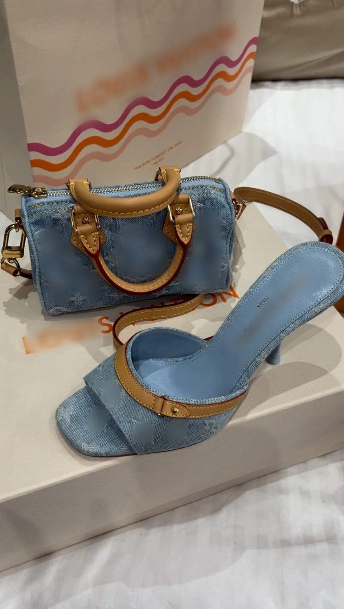Brown denim heel