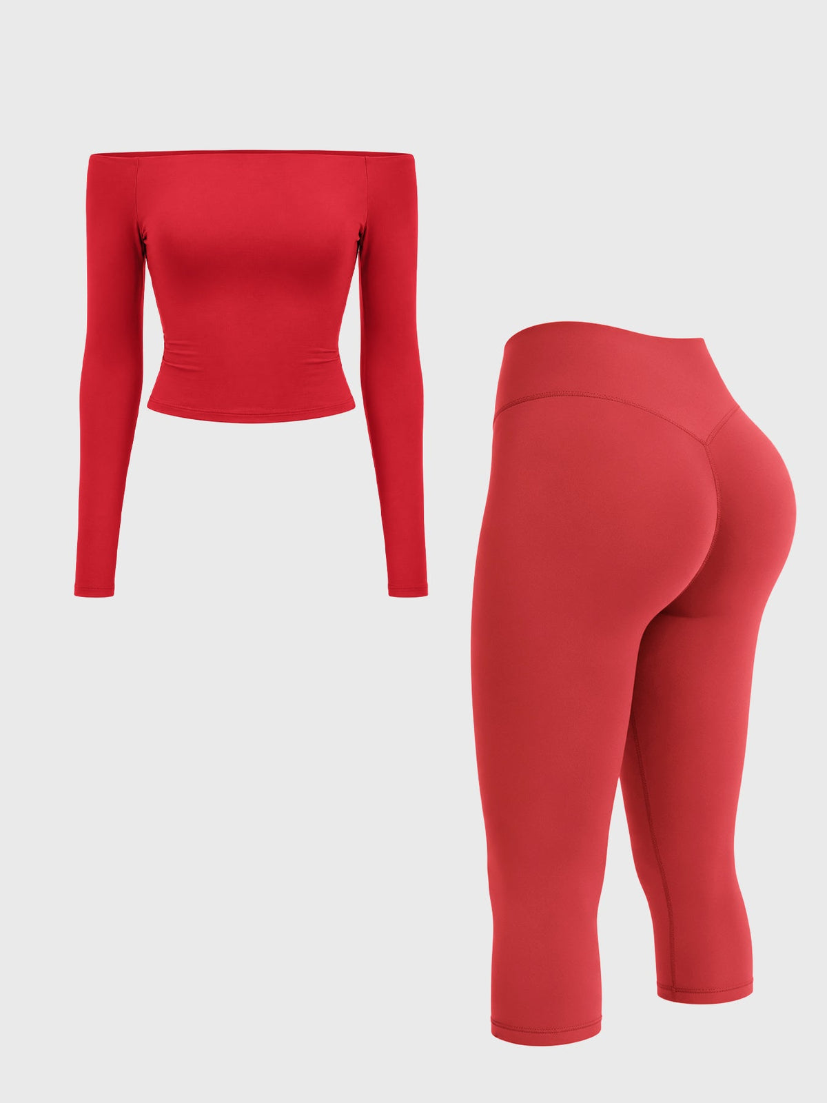 Blosee Kylie Off-Shoulder Capri Leggings Set